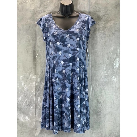 Style & Co Women's Blue Star Camo Print V-Neck Short-Sleeve Flip Flop Dress SZ S - Picture 1 of 11